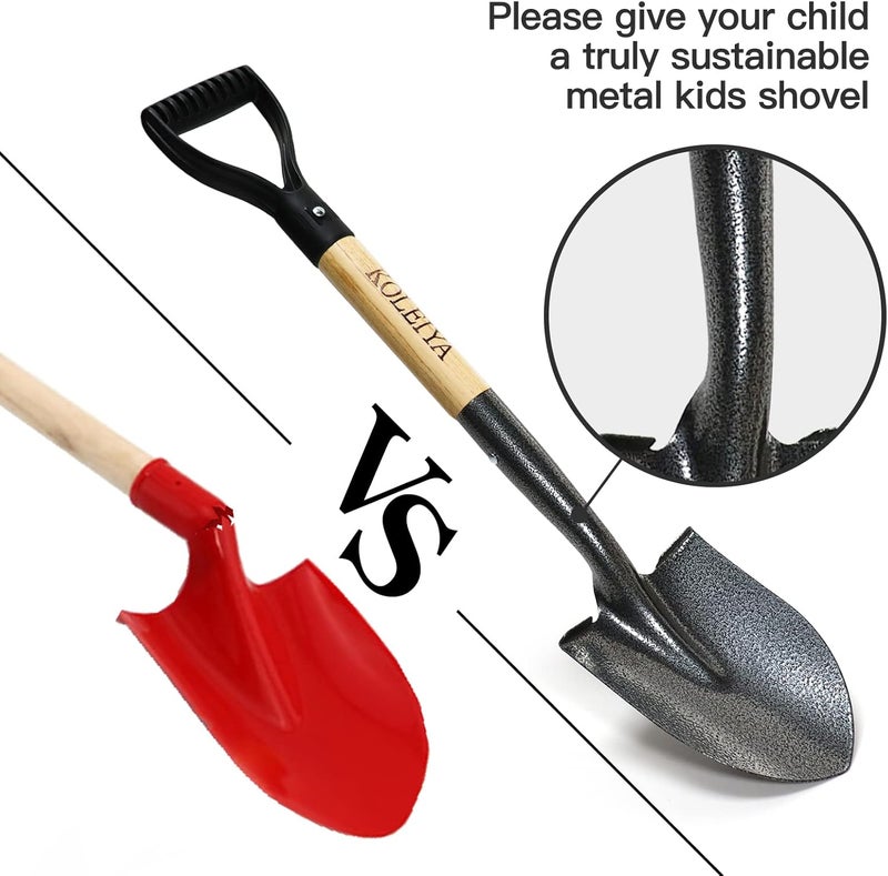 KOLEIYA Small Shovel ,Short Handle Shovel ,Overall Length 28 Inches ,Kids Shovels for Digging ,Shovels for Gardening,Metal Sand Shovel, Metal + Wooden - Image 2